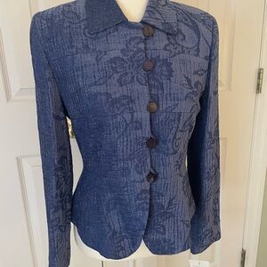 Doncaster Royal Blue Jacquard Classic Fitted Jacket NWT